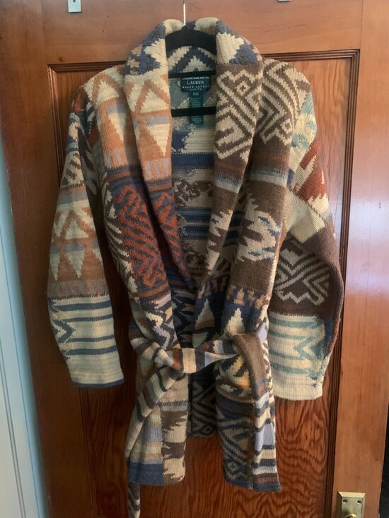 Lauren Ralph Lauren Sweaters - Vintage Lauren Ralph Lauren Hand Knit Southwestern Aztec Wrap Cardigan Sz SM P/P